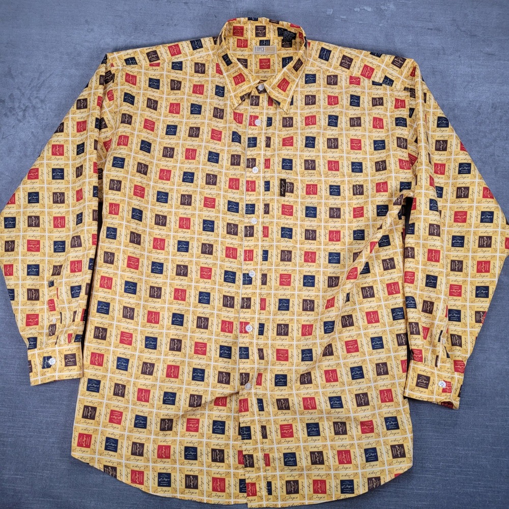 Enyce Button-Up Shirt Novelty Print Long Sleeve Casual Mens Streetwear Size XL